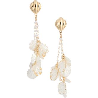 Nordstrom Rack Faux Pearl & Pearlescent Shell Drop Earrings in White- Gold at Nordstrom Rack