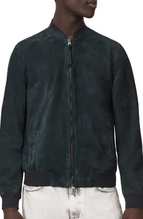 AllSaints Morten Suede Bomber Jacket in Navy Blue at Nordstrom, Size Xx-Large