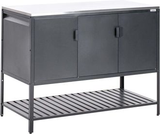 Beliani Armadietto da giardino in acciaio inox nero con 3 ante Maenza