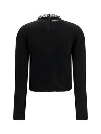 Pinko Womens Berlino Wool Sweater Nero Limousine