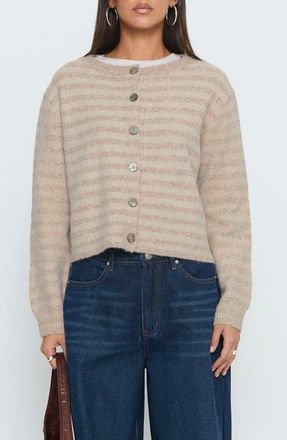 Princess Polly Raynna Stripe Cardigan in Beige Stripe at Nordstrom, Size Medium