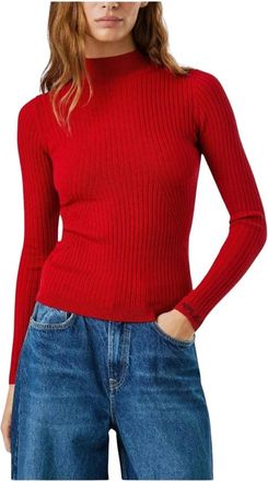 Pepe Jeans London Carla Perkins Ribtrui - Dames - Coltruien - Rood - S - Truien & Vesten