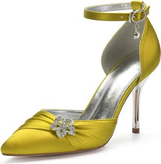 Miyoopark Womens Wedding Dress Shoes Stiletto High Heel Occasions Pumps M524 Yellow UK 8.5