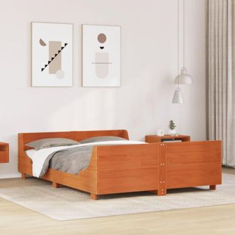 vidaXL Vidaxl - Estructura De Cama Sin Colch&oacute;n Madera Maciza Marr&oacute;n 135x190 Cm