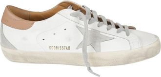 Golden Goose Classic Low-Top White Leather Sneakers With Tan Heel Tab