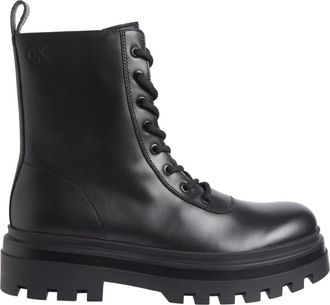 Calvin Klein Jeans Zwarte Kant Rits Enkellaarzen - Heren - Veterlaarzen - Zwart - 44 EU - Leer - Schoenen