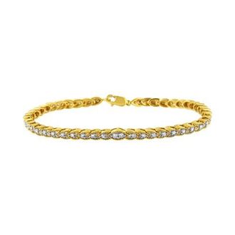House of Brilliance 10K Yellow Gold Plated Silver 1 cttw Prong-Set Diamond Pear Shape Link Bracelet at Nordstrom