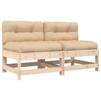 vidaXL Vidaxl - Sof&aacute;s Centrales Con Cojines 2 Uds Madera Maciza De Pino