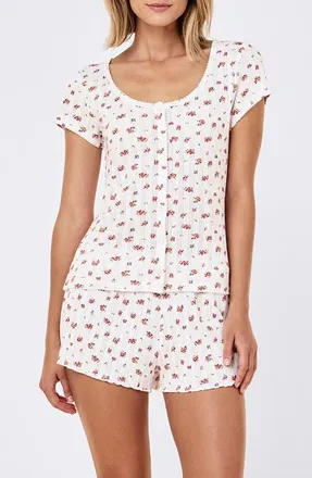 Papinelle Sleepwear Imogen Pointelle T-Shirt in Posy Floral at Nordstrom, Size X-Small