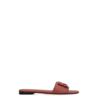 Fendi Sliders, female, Brown, Size: 7 1/2 US Baguette Leather Slides