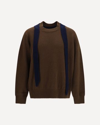 sacai Wool knit Cardigan with integrated scarf Male 2