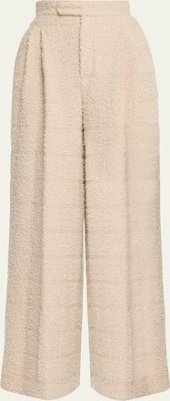 Loro Piana Horst Pleated Boucle Wide-Leg Trousers