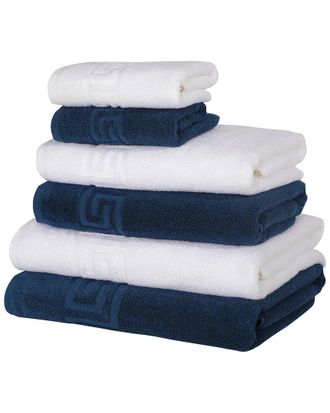 Ozan Premium Home 6Pc Milos Greek Key Pattern Towel Set