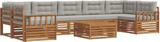 vidaXL Conjunto De Sof&aacute;s De Exterior 8 Uds. Gris Natural Y Claro Vidaxl