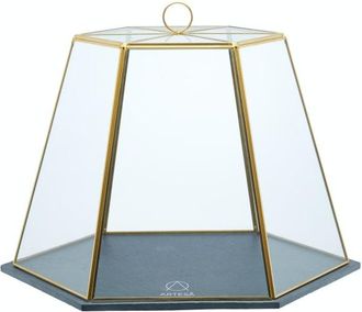 Artesà Campana de cristal con plato de pizarra - transparente y negro