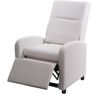Hhg Poltrona relax reclinabile tv 660 regolabile ecopelle 75x70x99cm bianco