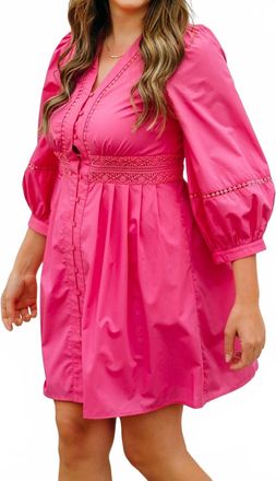 Jade Yoga Lace Trim Cinch Waist Dress In Pink
