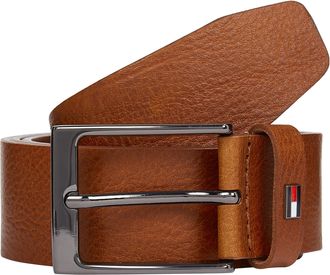 Tommy Hilfiger Lederg&uuml;rtel TOMMY HILFIGER LAYTON 3.5 cm breit, Herren, Gr. 11,5, braun (cognac), Rindsleder, unifarben, G&uuml;rtel Lederg&uuml;rtel, Metallpatch, Einfachdorns