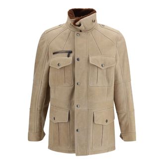 Brunello Cucinelli Gereinigde Lamsvel Safari Jas - Heren - Jassen - Beige - Maat: XL Su&egrave;de