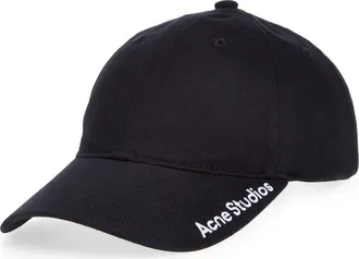 Acne Studios Carliy Straight Logo Baseball Cap in Black at Nordstrom
