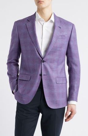Emporio Armani Purple Plaid Wool & Silk Blend Sport Coat in Solid Light Pastel Purple at Nordstrom Rack, Size 42 Us / 52 Eu Regular