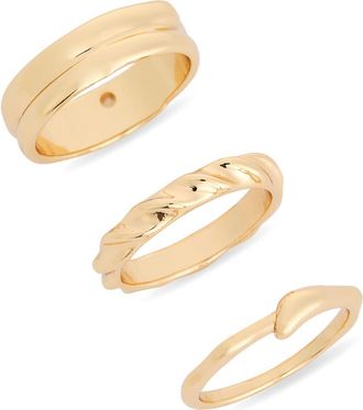 Nordstrom Rack Set of 3 Textured Band Rings in Gold at Nordstrom Rack, Size Medium/large