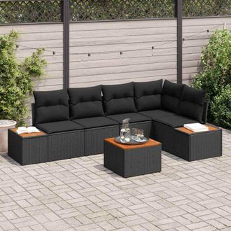 vidaXL Vidaxl - Conjunto De Sof&aacute; De Jard&iacute;n 6 Pcs Negro 264 X 154 X 85 Cm