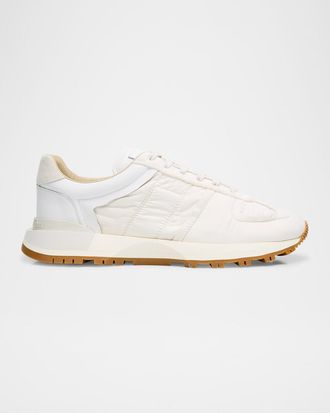 Maison Margiela Mens Evolution Quilted Mix-Leather Runner Sneakers