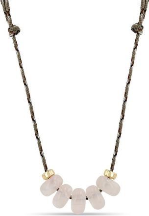 Zo&euml; Chicco 14K Gold Rose Quartz & Rondelle Slider Bead Paracord Necklace in 14K Yellow Gold /Rose Quartz at Nordstrom, Size 26