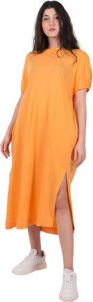 Roberto Collina Stijlvolle Midi Jurk voor Moderne Vrouwen - Dames - Casual kleedjes - Oranje - S - Kleedjes