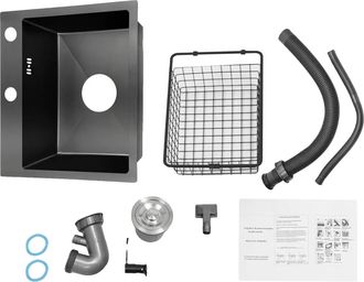 OEM Fregadero De Cocina, Acero Inoxidable, Un Solo Seno, Negro