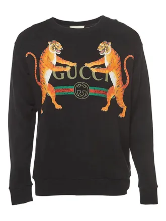 Gucci tiger-print sweatshirt - men - Cotton - S - Black