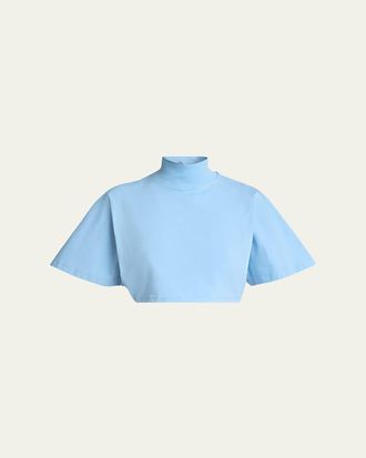 Alaia Turtleneck Short-Sleeve Crop T-Shirt