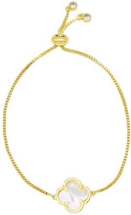 Adornia Mother-of-Pearl Clover Bolo Bracelet in White at Nordstrom Rack