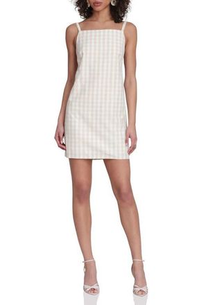 Avec Les Filles Check Sleeveless Minidress in Beige Gingham at Nordstrom, Size 14