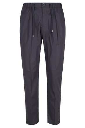 Herno Blue Light Stretch Drawstring Elastic-Waistband Cotton Pants