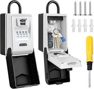 Gabrielle Caja De Llaves De Seguridad Para Exteriores, Caja De Llaves De Pared Con 4 C&oacute;digos Digitales, Caja De Llaves Impermeable Para Exteriores, Caja De Llav