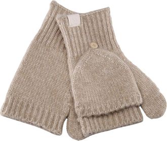 Chillouts Strickhandschuhe CHILLOUTS Nadine Glove, Damen, braun (hellbraun), Feinstrick, Materialmix, meliert, unifarben, Handschuhe Strickhandschuhe, mit Knopf