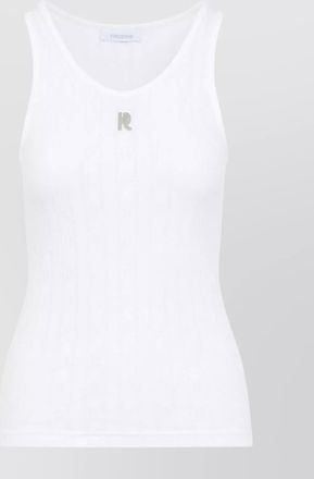 Paco Rabanne ribbed cotton tank top with perforated r-logo