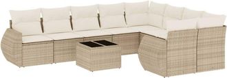 vidaXL Juego De Sof&aacute;s Jard&iacute;n Con Cojines Beige 10 Pzas Rat&aacute;n Sint&eacute;tico Vidaxl