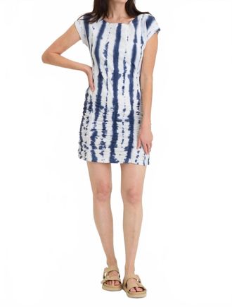 Xcvi Rouche Dress In Blue/white