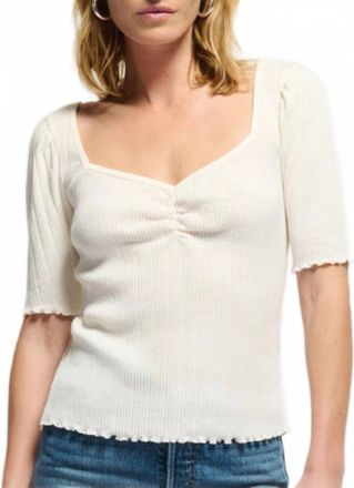 Nation Ltd Frenchie Short Sleeve Top In Porcelain