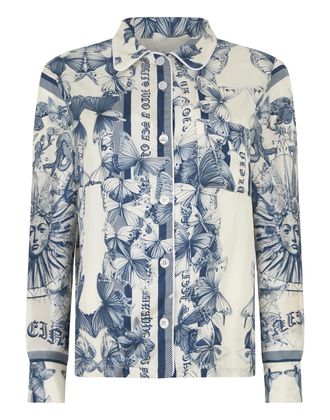 Philipp Plein Silk Pajama Shirt Butterfly Tattoo
