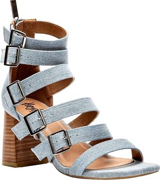Corkys Footwear Womens Buckle Down Heeled Sandal In Denim