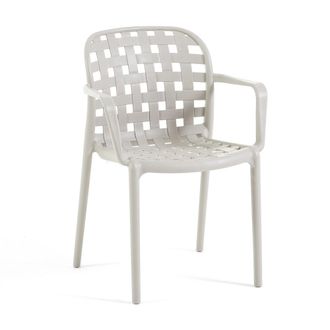 Siediti Fuori e Dentro Set de 4 sillas apilables en resina con reposabrazos gris