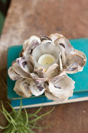 Kalalou Oyster Shell Flower Votive Holder