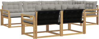 vidaXL Conjunto De Sof&aacute;s De Exterior 7 Uds. Blanco Y Gris Claro Vidaxl