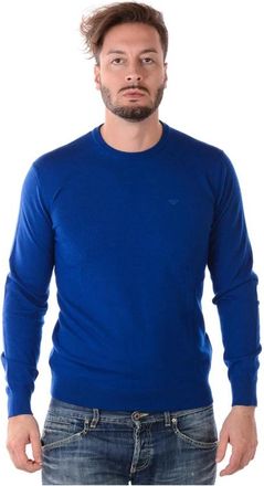 Emporio Armani Cozy Knit Sweater Pullover - Heren - Ronde hals truien - Blauw - 2XL - Truien & Vesten