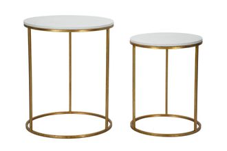 Mauro Ferretti Mesas de m&aacute;rmol y metal dorado &oslash; cm 52x63 y 42x53
