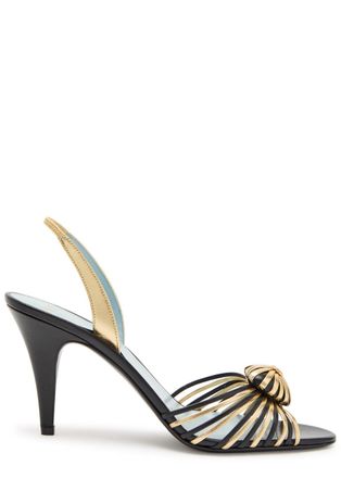 Valentino Garavani 85 Metallic Leather Slingback Sandals - Black Other - 41 (IT41/ UK8)